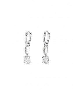 耳环• 灵动锆石系列 Princess Cut Diamond Earrings全钻方形吊坠耳环